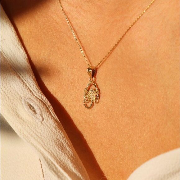 Scorpion charm | 14k Solid Gold Pendant | perfect gift | scorpion zodiac sign | - Picture 1 of 9